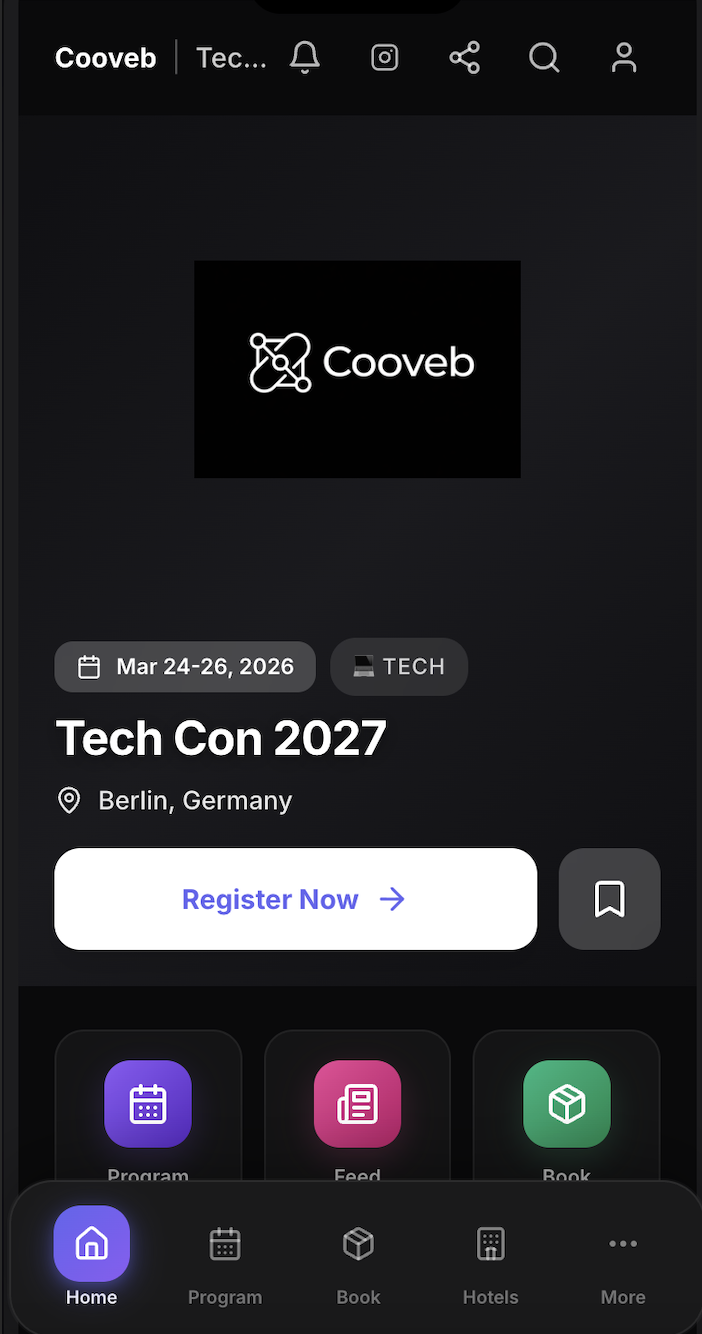 Attendee pod home screen preview