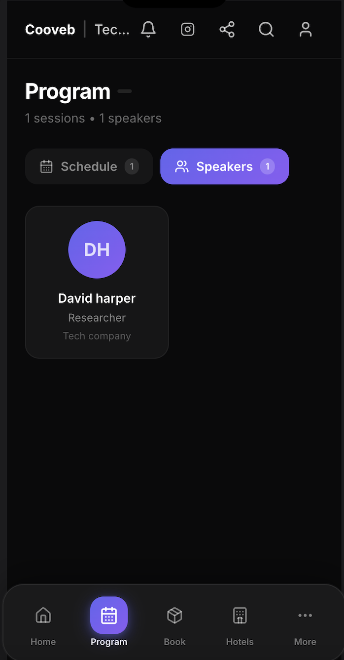 Attendee pod program tab preview